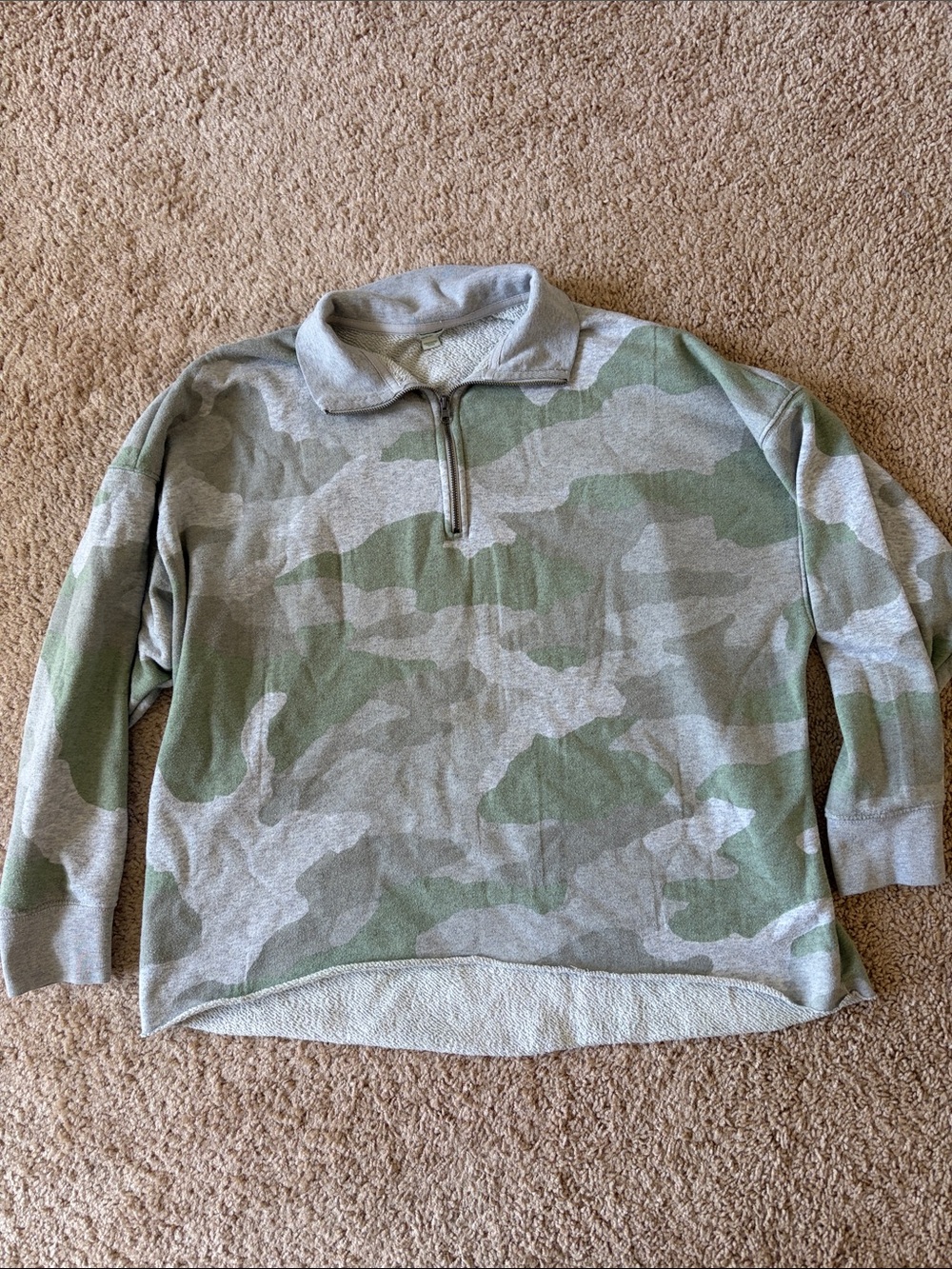 Aerie Oversized Camo Quarter Zip, size M